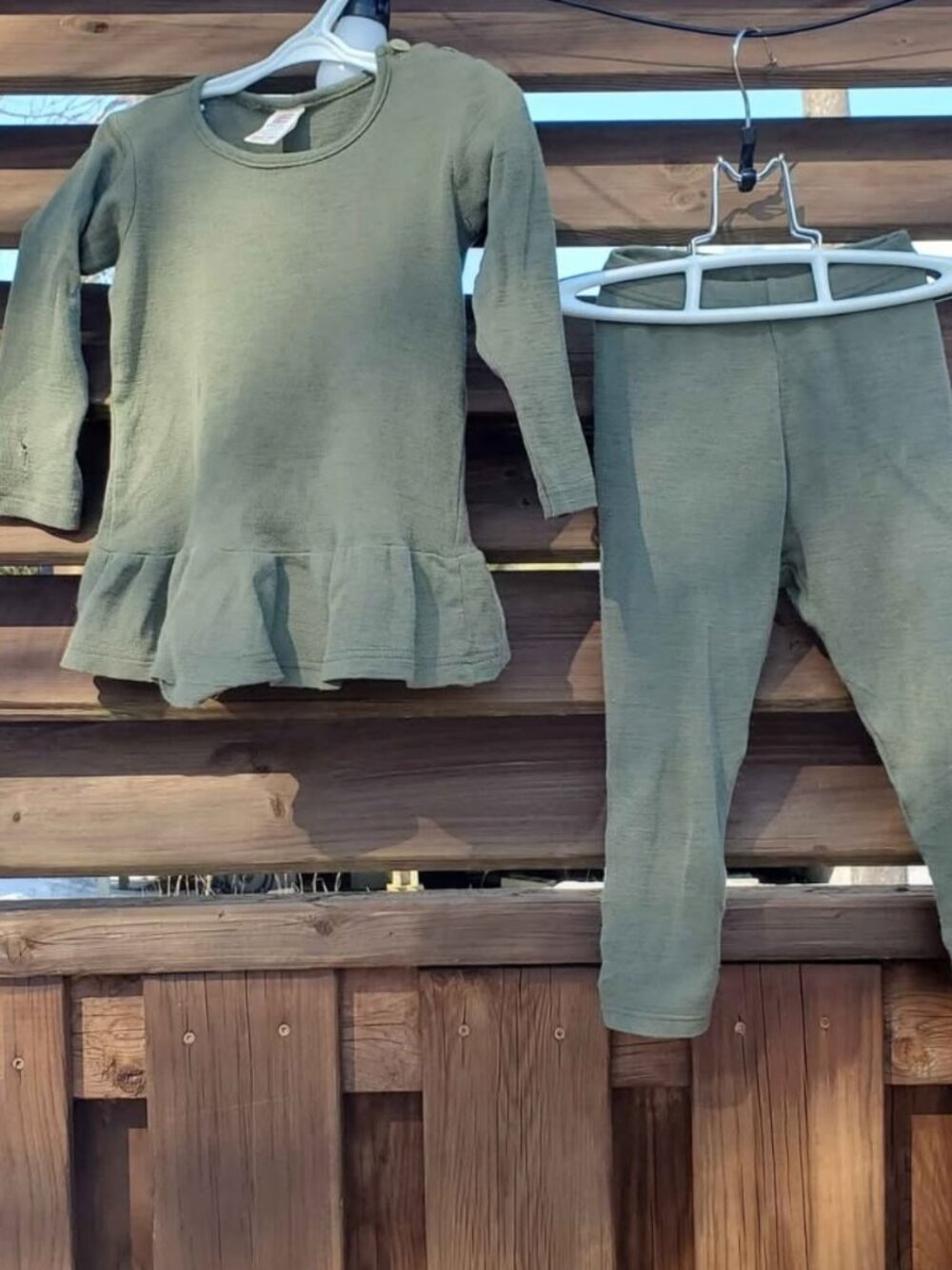 *RARE* Engel Organic Merino Wool & Silk Tunic & Pants size 104 (2-3 years) Olive